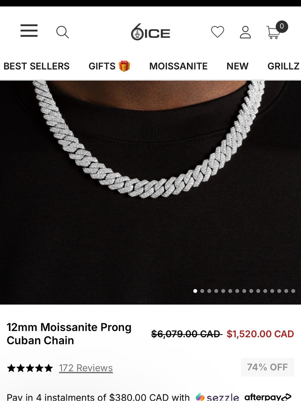 Moissanite Prong Cuban Chain